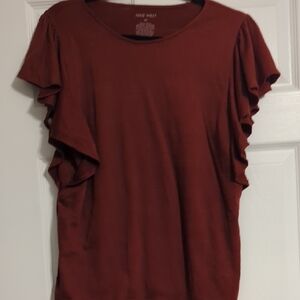Nine West Women's Short Sleeve Top - Deep Rust